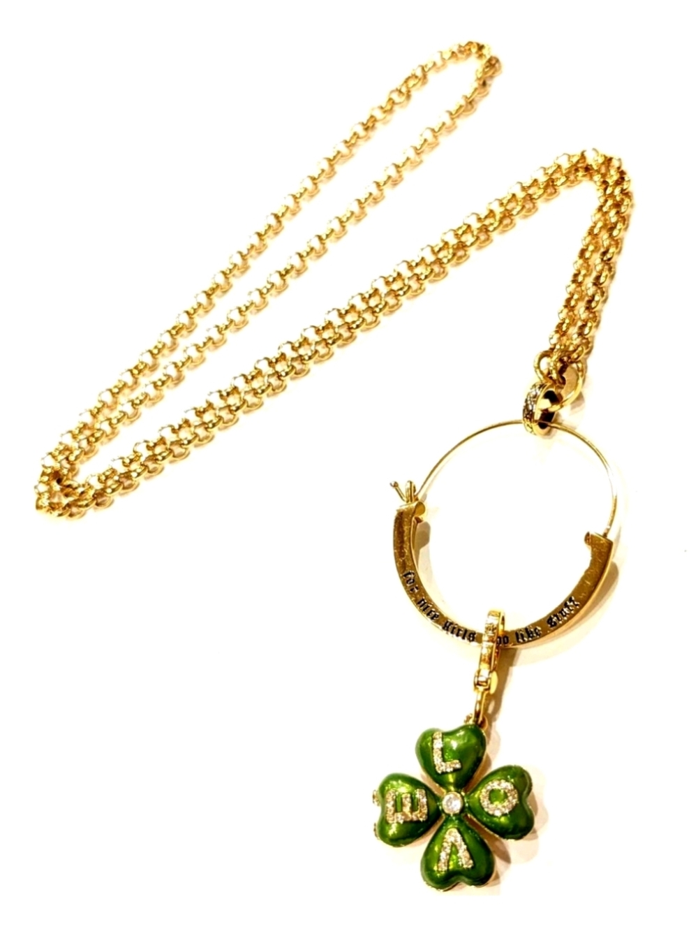2007 JUICY COUTURE LOVE CLOVER LOCKET CHARM Pendant Necklace RARE 28" Bundle LOT